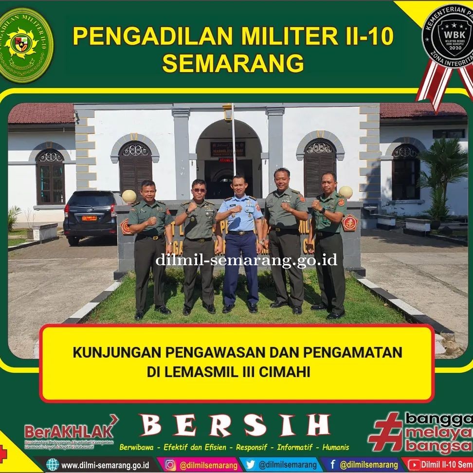 Kunjungan Wasmat (Pengawasan dan Pengamatan) oleh hakim Pengadilan Militer II-10 Semarang ke Lembaga Pemasyarakatan Militer II (Lemasmil) Cimahi