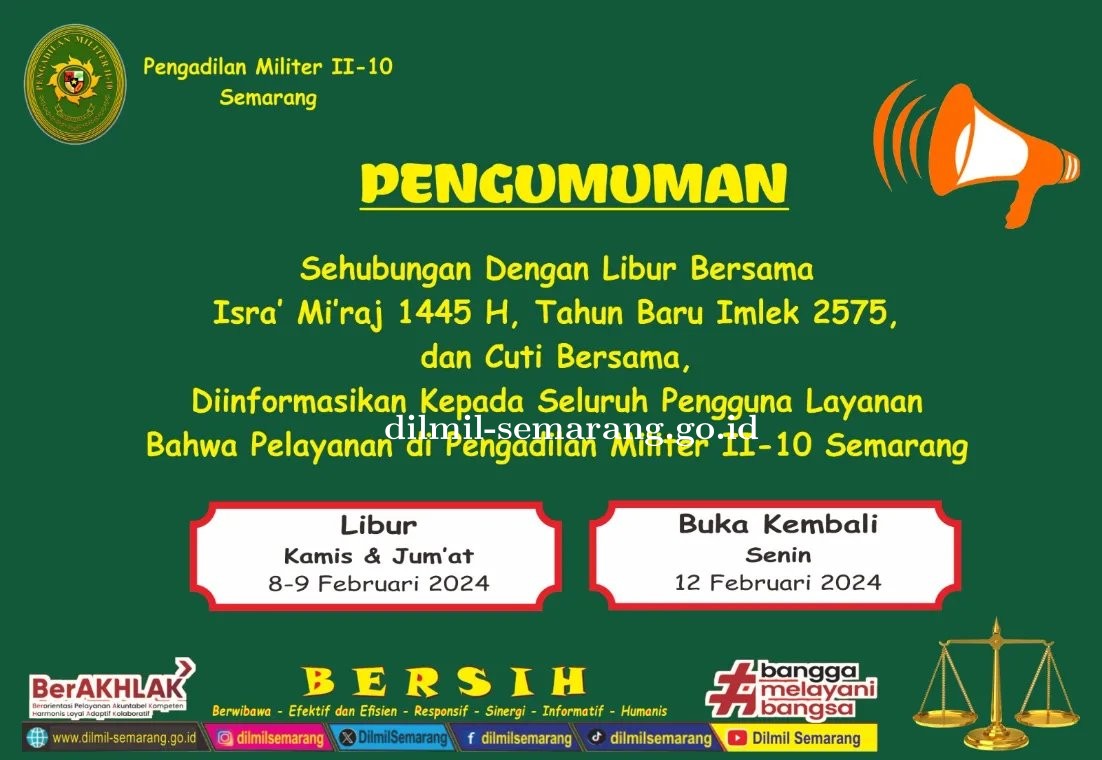 Pengumuman libur dan buka kembali layanan