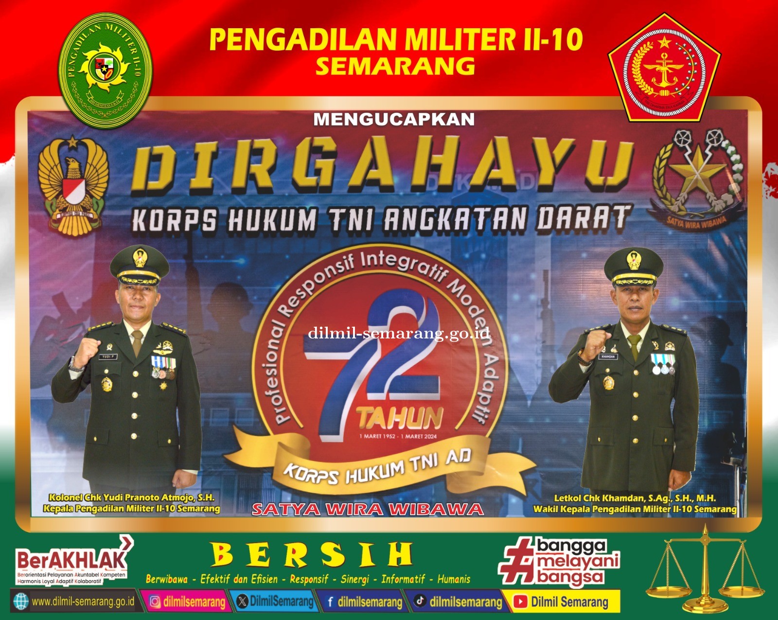 Selamat Hari Jadi Korps Hukum TNI Angkatan Darat yang ke-72