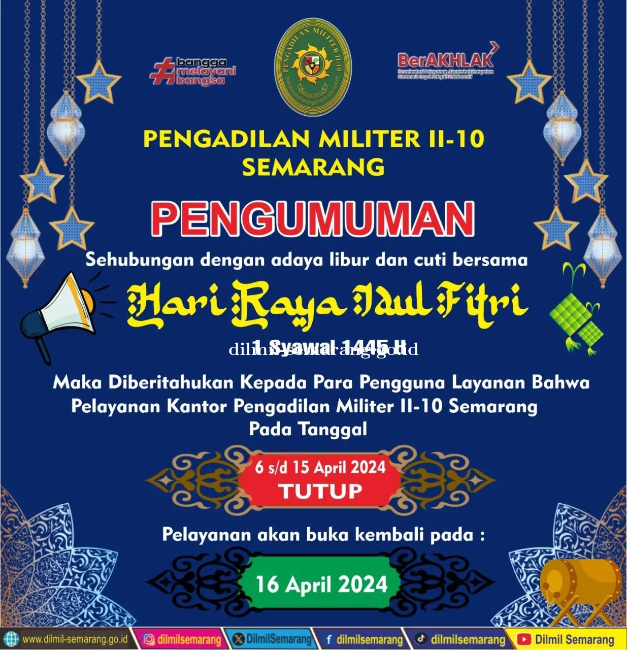 Libur Hari Raya Idul Fitri 1 Syawal 1445H dan cuti bersama