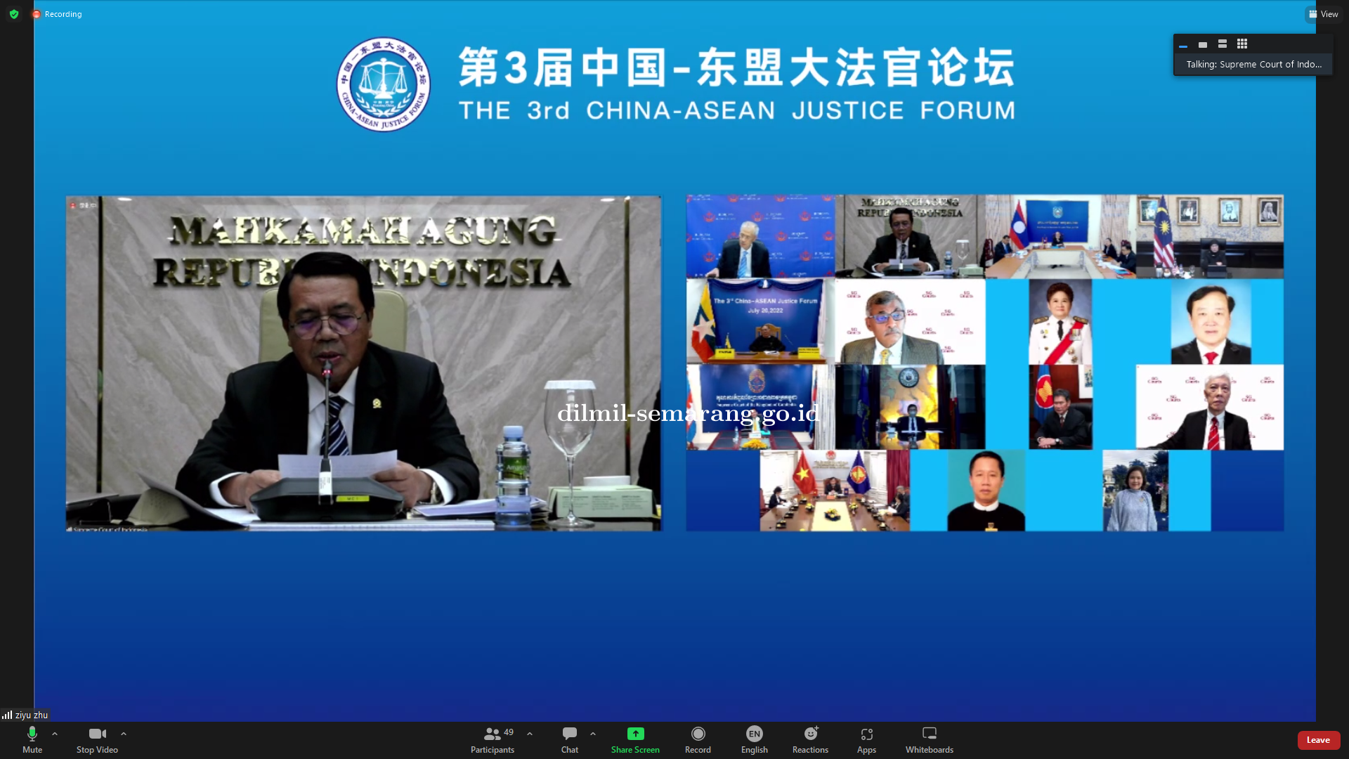 MAHKAMAH AGUNG RI MENGHADIRI CHINA - ASEAN JUSTICE FORUM KE 3