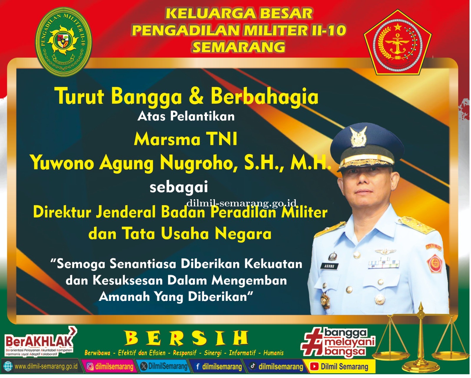 Turut Bangga dan Berbahagia  Atas Pelantikan Marsma TNI Yuwono Agung Nugroho, S.H., M.H.