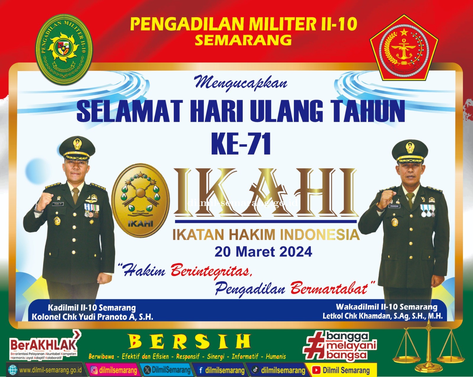 Selamat Hari Ulang Tahun Ikatan Hakim Indonesia (IKAHI) Ke-71